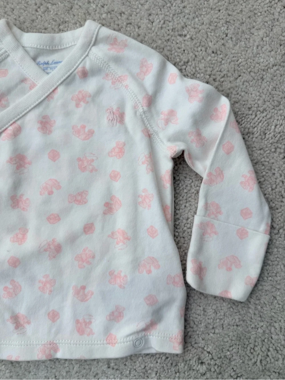 Ralph Lauren White and Light Pink Infant 3-Piece Pajama Set